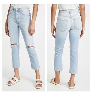 NWT AGOLDE Riley High Rise Straight Crop Jean 33